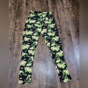 Floral Print Front Zipper Two Pocket Leggings